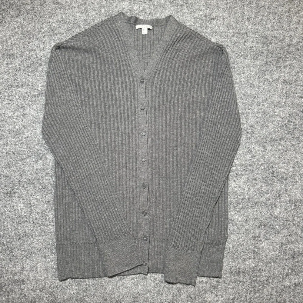 COS 100% Wool Button Up Cardigan Sweater Gray Minimalist Capsule Womens Size L - Picture 1 of 12